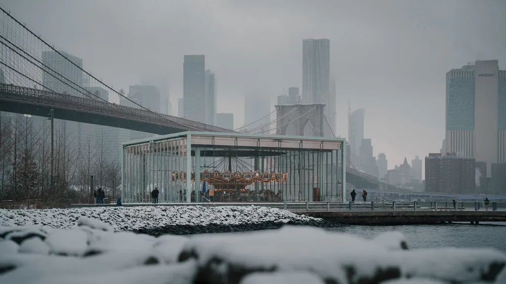Jane's Carousel in DUMBO under the Brooklyn Bridge in winter