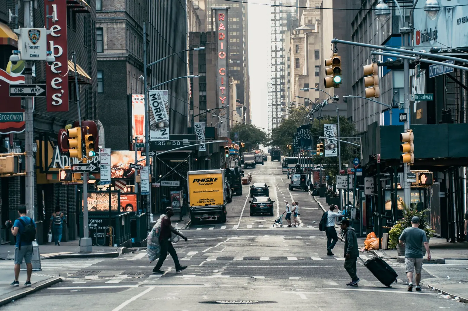 Pedestrians crossing a New York City street